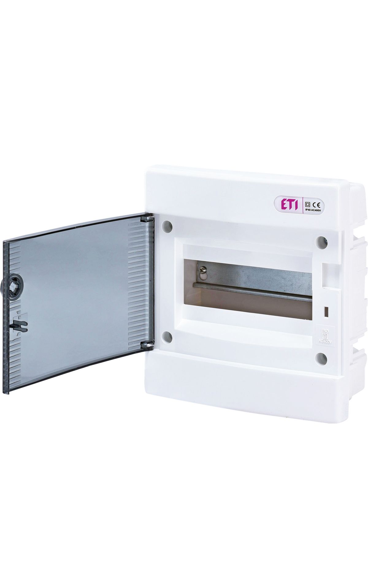 ECM8PT (4+4) DIDO-E 1x8 modulos elosztó szekrény, süllyesztett, átlátszó ajtóval