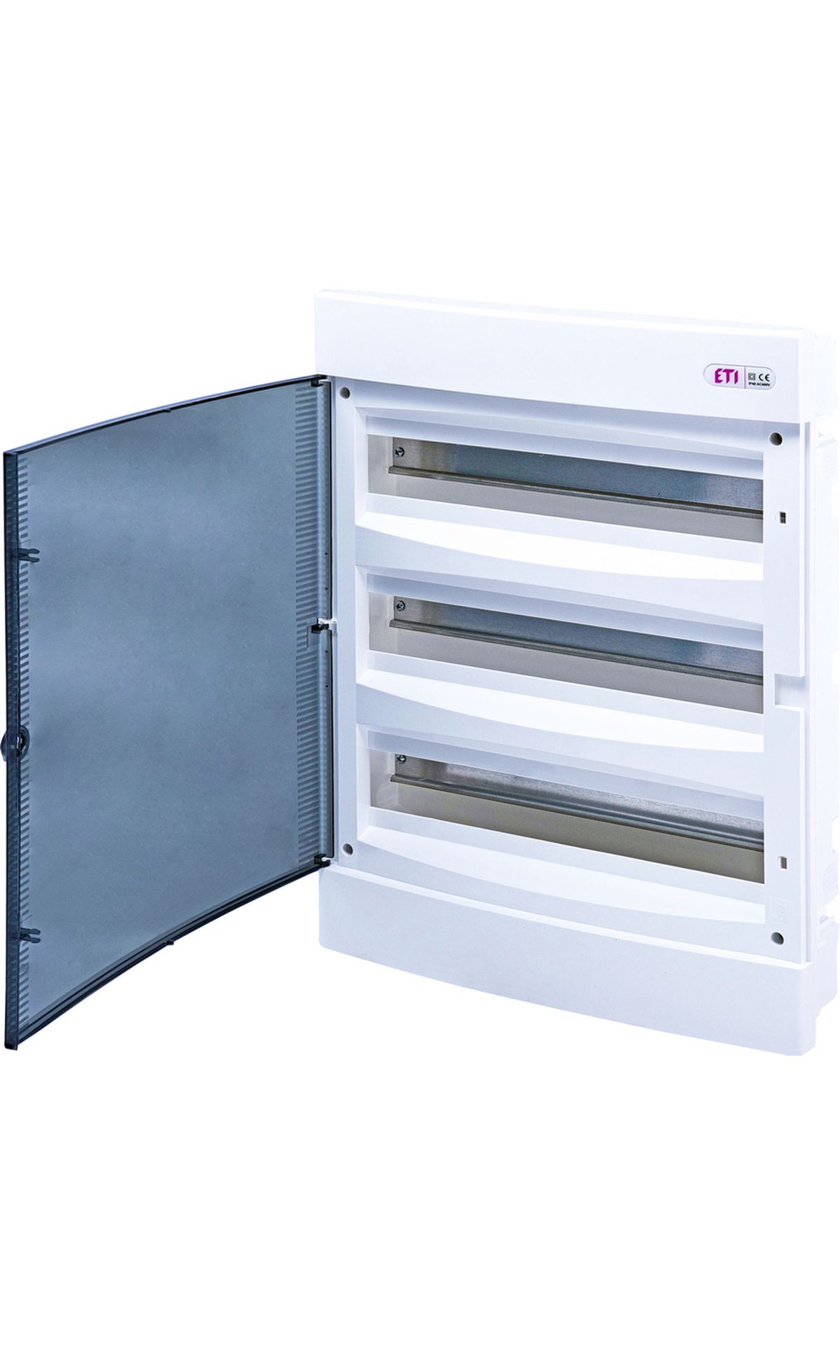 ECM 3x18PT DIDO-E 3x18 modulos elosztó szekrény, süllyesztett, átlátszó ajtóval