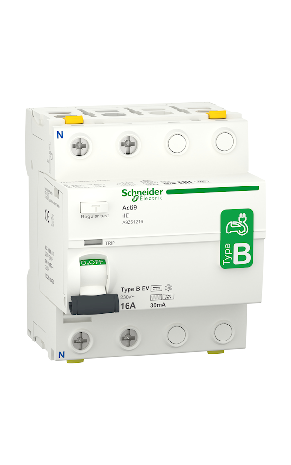 Schneider Electric ACTI9 A9Z51440 iID EV áram-védőkapcsoló, B osztály, 4P, 40A, 30mA