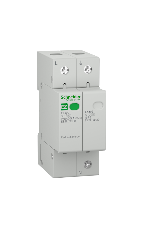 Schneider Electric EASY9 PRO EZ9L33620 Túlfeszültség-korlátozó, T2, 20kA, 1P-N
