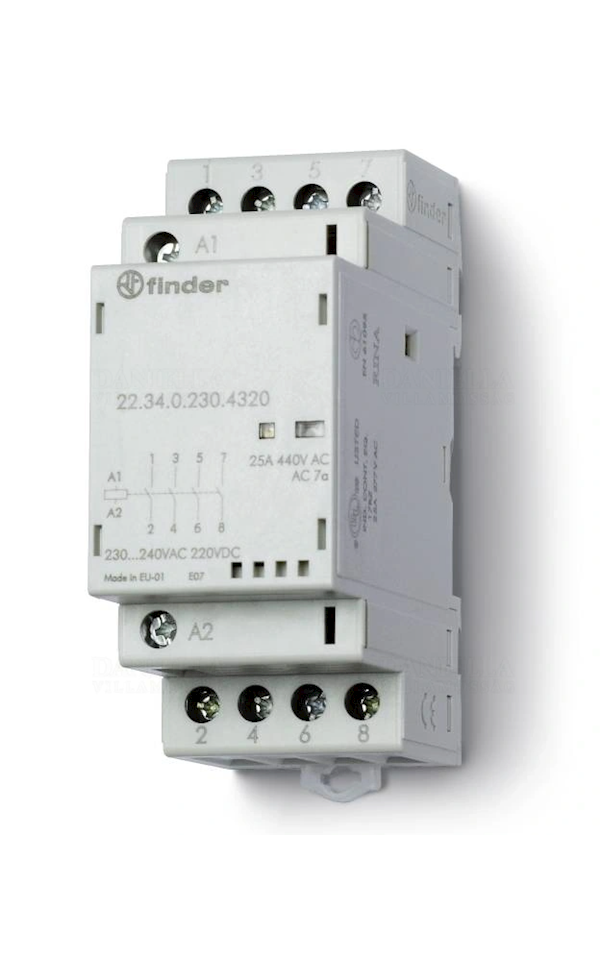 FINDER 223402304620 Installációs mágneskapcsoló 4P 25A 2NO+2NC